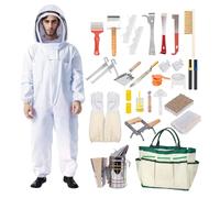 Kit di 31 strumenti per apicoltura con tuta per api, forniture per apicoltura, include penna per marcatura api, fumatore api, supporto per telaio per apicoltura, set di strumenti per apicoltura (XXL)