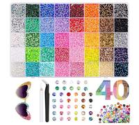 Kit di 32.000 strass piatti da 3 mm, include pinzette e uno strumento per punteggiare strass, adatto per pittura con strass, nail art, artigianato, abbigliamento e decorazione del viso. (40 colori)