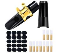 Kit di 33 bocchini per sassofono contralto, include cuscinetti per bocchino per sassofono, legatura, fischietti, accessori per sassofono, resistenti