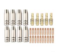 Kit di 33 pezzi di parti per ugelli per punte di contatto, accessori per saldatori MIG 15AK con ugelli a gas conici diffusori di gas, punte di contatto da 0,8 mm 0,9 mm