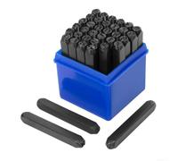 Kit di 36 punzoni per timbratura con lettere e numeri, con fustelle in acciaio per pressare metallo, pelle, legno, rame, argento, materiali tra cui alfabeto e numeri (5 mm)