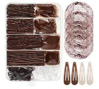 Kit di 368 forcine per capelli marroni a forma di U, retine per capelli per chignon, forcine per capelli da 6,2/5,9/7 cm, fermagli per capelli a scatto, elastici per capelli con scatola per lo styling
