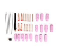 Kit di 37 pezzi di ricambi per torcia di saldatura TIG, compatibile con WP17, WP18 e WP26, comprende elettrodi in tungsteno da 1,6 mm e 2,4 mm, ugelli in allumina, pinze, corpi