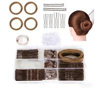 Kit di 385 forcine per capelli con 125 fermagli per capelli da donna, 150 forcine per capelli a forma di U, 100 elastici trasparenti, 6 retine per chignon, 4 elastici, kit di accessori per capelli