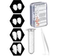 Kit di 4 paia di denti da vampiro, 4 misure, denti da vampiro, Halloween, cosplay, vampiro, catturati finti, con 1 tubo, pellet di denti, per feste, cosplay, Halloween, Demon, Witch