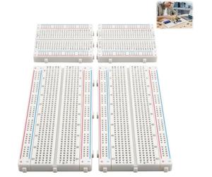 Kit di 4 pezzi Breadboard senza saldatura, kit per pane, breadboard PCB senza saldatura, 2 tavole da pane 830 punti + 2-400 punti per prototipazione Arduino, Raspberry Pi, Progetto fai da te, Sistema