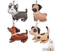 Kit di 4 pezzi di palloncino per cani - Palloncino in alluminio per cuccioli per feste di compleanno per bambini - Palloncino per cani colorati per decorazioni di festa per animali