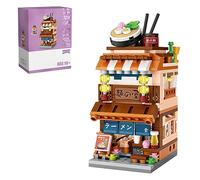 Kit di 412 mini blocchi da costruzione per negozio di ramen di strada giapponese, regalo creativo per adulti e adolescenti, decorazione dettagliata della scena della città