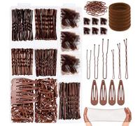 Kit di 466 accessori per capelli da danza, forcine, retine per capelli, elastici in gomma marrone, per competizioni di danza e styling dei capelli, con scatola portaoggetti