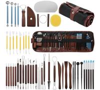 Kit di 48 strumenti per ceramica con borsa arrotolabile, set per intaglio dell'argilla, per principianti ed artisti esperti, strumenti per modellare legno, metallo, plastica, per scolpire la ceramica