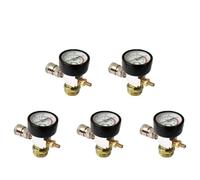 Kit di 5 adattatori di pressione per serbatoi di gas con manometro, convertitori per bombolette d'aria riformate, accessori portatili per compressori d'aria uso outdoor, nail, verniciatura