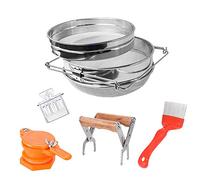 Kit di 5 Attrezzi per la Raccolta del Miele, Set di 5 colini per Miele in Acciaio Inox, Supporto per Telaio, forchetta per stappare, estrattore per cancello del Miele e Cattura api Regina per