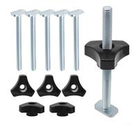 Kit di 5 bulloni e manopole a T con scanalatura a T M8 con manopole in plastica per maschere per la lavorazione del legno, compatibile con tavoli fresatori, trapani e seghe da taglio
