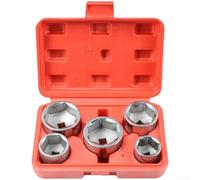 Kit di 5 chiavi a bussola per filtro dell'olio, progettato per cricchetti da 3/8", compatibile con filtro dell'olio da 24 mm a 38 mm (scatola rossa)