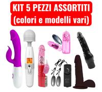 Kit di 5 Vibratori Dildo Rabbit Plug Stimolazione Pene Anale Vaginale Clitoride