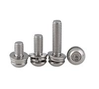 Kit di 50 viti a tre combinazioni M3-M6 in acciaio inossidabile 304 con testa cilindrica esagono incassato e rondella(16mm,M3(10pcs))