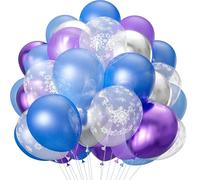Kit di 55 palloncini in lattice da 30,5 cm, coriandoli in lattice, palloncini viola blu e argento, palloncini con fiocco di neve, per lauree, feste di compleanno, baby shower, decorazioni per
