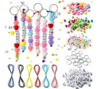 Kit di 572 portachiavi fai da te con perline in plastica e a forma di cuore, corde cerate, accessori per appassionati di artigianato