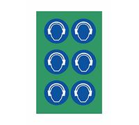 KIT DI 6 ADESIVI - Cuffia antirumore e di sicurezza obbligatoria - Pittogramma ISO 7010 Con Stampa Diretta U.V. (IDEALE ANCHE PER ESTERNO) (10 CM)