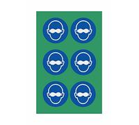 KIT DI 6 ADESIVI - Occhiali protettivi di sicurezza obbligatori - Pittogramma ISO 7010 Con Stampa Diretta U.V. (IDEALE ANCHE PER ESTERNO) (10 CM)