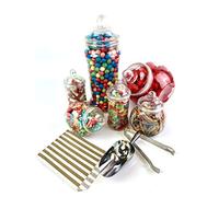 Kit di 6 barattoli in stile vittoriano per caramelle sfuse, con sacchettini a righe Gold