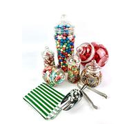 Kit di 6 barattoli in stile vittoriano per caramelle sfuse, con sacchettini a righe Green