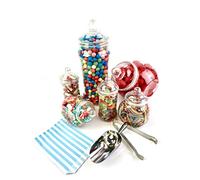 Kit di 6 barattoli in stile vittoriano per caramelle sfuse, con sacchettini a righe Light Blue