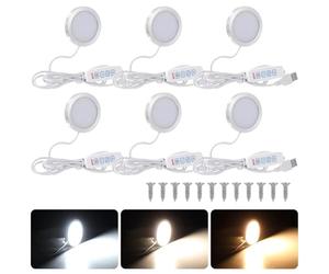 Kit di 6 lampade a LED alimentate tramite USB, con interruttore in linea, 3 modalità di colore, 10 livelli di luminosità, guscio in alluminio, diffusore per PC, set di illuminazione fai da te per
