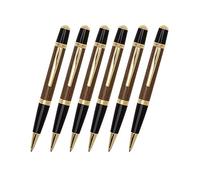 Kit di 6 penne Gatsby, con penna a sfera a torsione e penna a sfera realizzata a mano, kit di penne per tornitura del legno, oro, nero, cromo