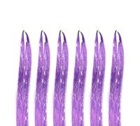 Kit di 6 pezzi da 48 pollici per capelli, 1200 fili di extension per capelli, 12 colori per capelli da fata, scintillanti e lucidi