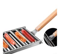Kit di 6 rulli per hot dog con spiedini aggiuntivi e manico lungo per una maggiore capacità sulla griglia (B con spiedino)
