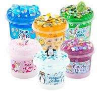 Kit di 6 slime a forma di animali, 20 ml di melma trasparente per bambini, kit di slime croccante per bambini e bambine dagli 8 ai 12 anni, per feste di compleanno e Pasqua