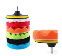 KIT DI 6 SPUGNE DISCO VELCRO LUCIDANTE CON ADATTATORE PER LUCIDATURA AUTO 3 5 6"