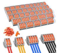 Kit di 60 Connettori Elettrici, 40 Morsetti Elettrici Rapidi, 20 Accessori, Connettori Elettrici Rapidi 2-3-4-5 Pòli, 28-12 AWG, Morsetti per Cavi Elettrici Combinabili
