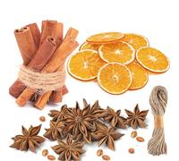 Kit di 60 pezzi per realizzare ghirlande di Natale, bastoncini di cannella, fette di arancia essiccata, anice stellato e spago di iuta, decorazioni per albero di Natale, diffusore di profumo