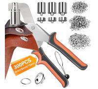Kit di 601 punzoni per occhielli, pinza per occhielli con 300 paia di occhielli in metallo da 6 mm/8 mm/10 mm, perforatore per tessuto con occhielli, per fai da te, riparazione di anelli