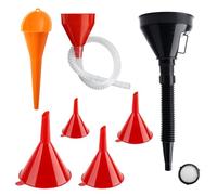 Kit di 7 Imbuti Universali, in Plastica, a Becco Lungo e a Bocca Larga, Completo di Filtro e Tubo Flessibile, per Acqua, Benzina, Olio Motore, Liquido di Raffreddamento su Auto e Moto