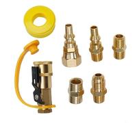 Kit di 7 raccordi a innesto rapido propano per camper, con valvola di intercettazione, 3/8 Flare x 1/4", in ottone, per barbecue a gas a bassa pressione, riscaldatori ed elettrodomestici da campeggio