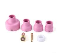 Kit di 7 ugelli per saldatura a gas, lenti a gas, per torcia di saldatura TIG WP9 WP20, con parti in ottone e gomma (2,4 mm)