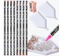 Kit di 8 applicatori autoadesivi con punta di cera, include 2 strumenti organizer per gemme per opere d'arte di precisione, perfetto per artigianato dettagliato e posizionamento di perline.