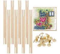 Kit di 8 barelle per aghi, con 100 spilli dorati, cornici in legno per ricami e progetti artistici, in legno, senza pietre preziose, Legno, Nessuna pietra preziosa