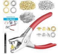 Kit di 803 pinze per occhielli da 6 mm, kit di attrezzi con 800 occhielli in metallo con rondelle in oro e argento, kit portatile per occhielli per pelle, cintura, scarpe, panni