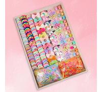 Kit di 895 elastici per capelli per bambine, accessori per capelli colorati, nessun danno e antiscivolo, in tessuto resistente, elastici per coda di cavallo, graziosi fermagli per capelli, fasce per