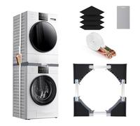 Kit di Accatastamento per Lavatrici Universale, Supporto Asciugatrice Sopra Lavatrice Telaio di Collegamento per 50-70cm Lavatrice Asciugatrice, Kit di Impilamento Telaio Intermedio Asciugatrice
