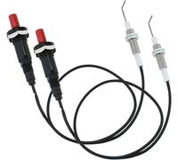 Kit di accensione piezoelettrica a pulsante con cavo da 50,8 cm, ricambio universale per accensione a gas, funziona con grill, braciere, forno e riscaldatore, confezione da 2, nero