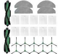 Kit di accessori compatibili con iRobot Roomba Essential Series Q0120 Y0140 Y0110 Q011 Robot aspirapolvere, 2 spazzole a rullo, 10 spazzole laterali, 10 filtri HEPA e 4 panni di ricambio