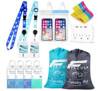 Kit di accessori da crociera da 15 pezzi per due persone, Cruise Essentials include 4 etichette per bagagli, 2 cordini per carte, 2 sacchetti per bucato, 2 borse per telefono, 1 striscia di