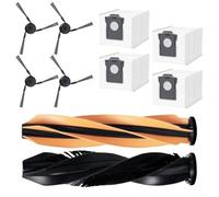 Kit di accessori per aspirapolvere, 1 spazzola a rullo doppio, 4 spazzole laterali, 4 sacchetti per la polvere, filtraggio avanzato, lunga durata, pulizia efficiente di bordi e angoli per uso