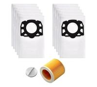 Kit di accessori per aspirapolvere Karcher WD2 Plus WD3 WD3P MV3 WD 3 Premium KWD1 KWD2 KWD3 Wet & Dry (10 sacchetti + 1 filtro HEPA)