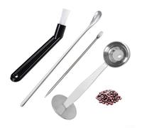 Kit di accessori per caffè portatile, in acciaio inox, con manomissione e cucchiaio per mescolare il latte, penna e pennello, tutto in uno per barista, per casa, viaggi, campeggio